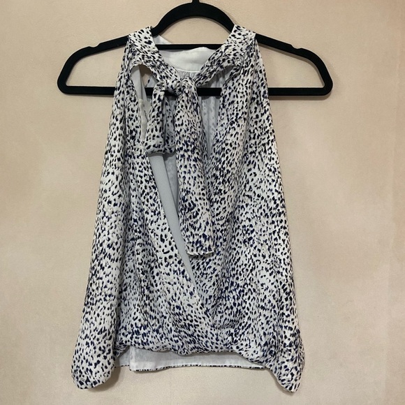 The Impeccable Pig LIKE NEW black/white animal print halter open back tank S - Picture 4 of 4